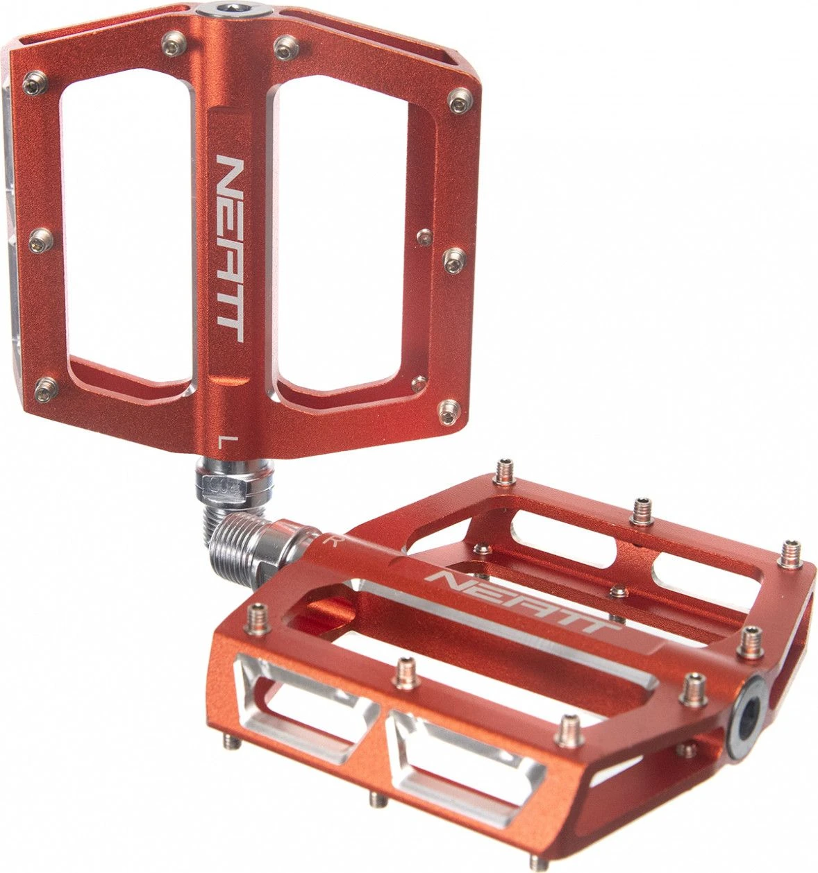 Pair Of Flat Pedals Neatt Attack V2 8 Pins Orange 4 Pair Of Flat Pedals Neatt Attack V2 8 Pins Orange - Image 2