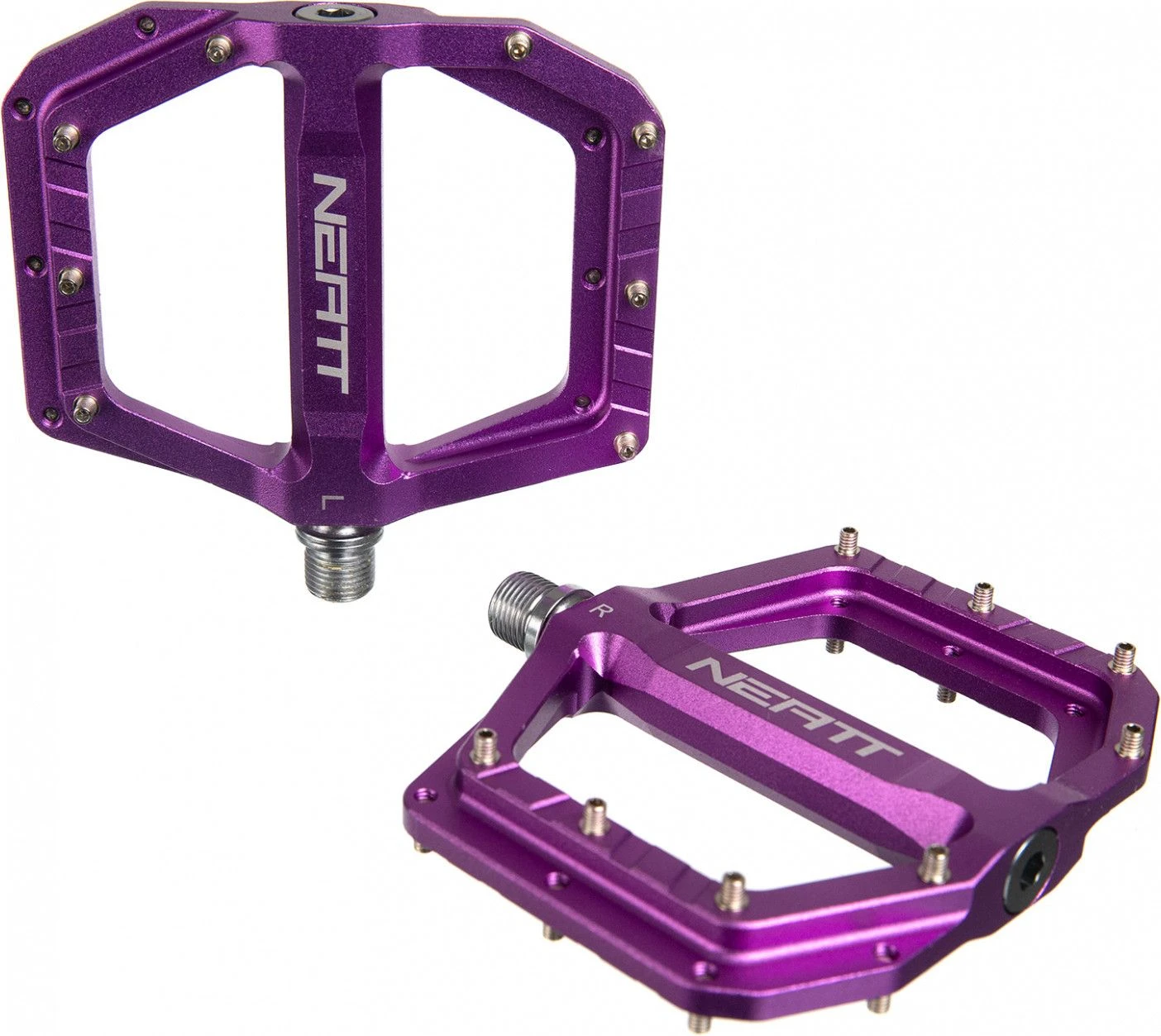 Pair Of Neatt Oxygen V2 8 Pin Purple Flat Pedals 4 Pair Of Neatt Oxygen V2 8 Pin Purple Flat Pedals - Image 2