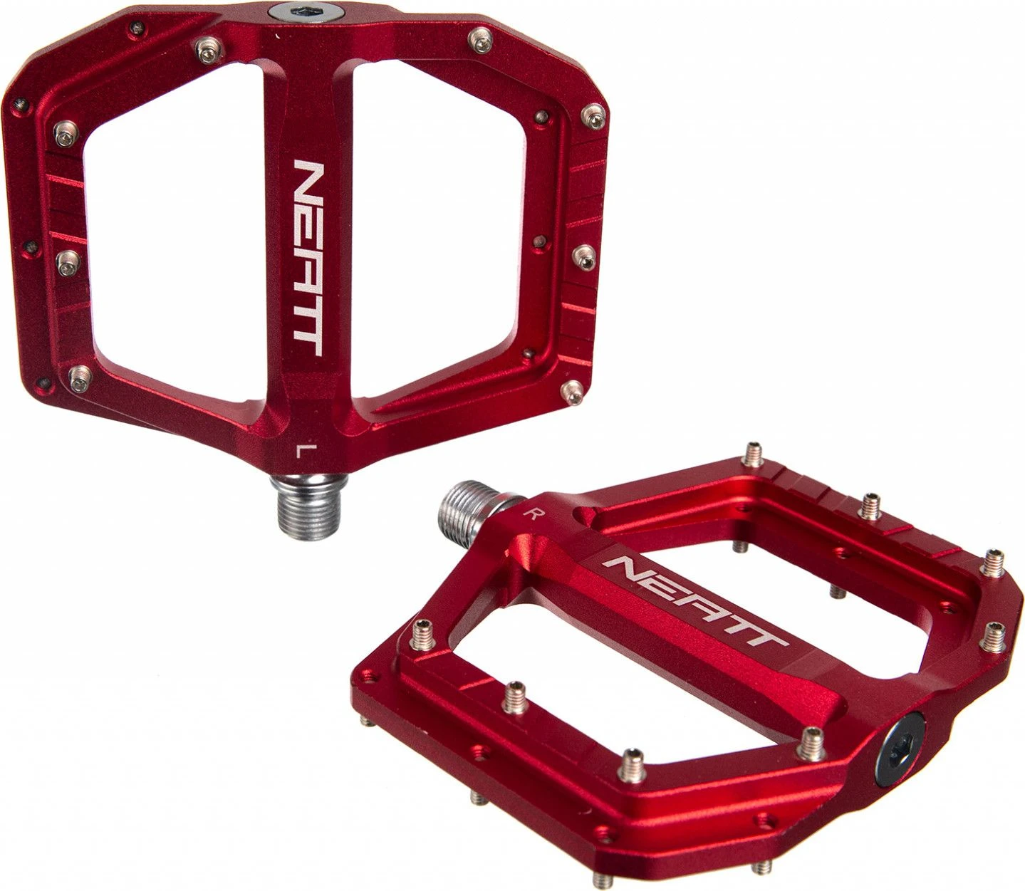 Pair Of Flat Pedals Neatt Oxygen V2 8 Pins Red 4 Pair Of Flat Pedals Neatt Oxygen V2 8 Pins Red - Image 2
