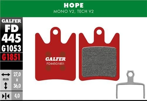 GALFER Hope Mono V2 / Tech V2 Advanced Semi-metallic Hope Brake Pads 4 GALFER Hope Mono V2 / Tech V2 Advanced Semi-metallic Hope Brake Pads - Image 2