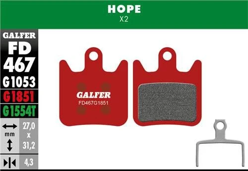 Pair Of Galfer Semi-metallic Pads Hope X2 Advanced 4 Pair Of Galfer Semi-metallic Pads Hope X2 Advanced - Image 2