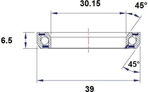 Black-bearing Black Bearing B4 Steering Bearing 30.15 X 39 X 6.5 Mm 45/45 ° 4 Black-bearing Black Bearing B4 Steering Bearing 30.15 X 39 X 6.5 Mm 45/45 ° - Image 2