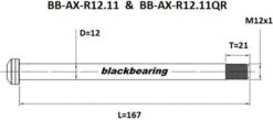 Black-bearing Rear Axle Black Bearing QR 12 Mm - 167 - M12x1 - 21 Mm -Rockshox Bike Shop 214951861811525e96fc7.39236609