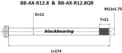 Black-bearing Rear Axle Black Bearing QR 12 Mm - 174 - M12x1.75 - 21 Mm -Rockshox Bike Shop 21495566181171caddb43.18844550